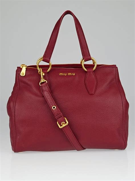 Miu Miu Rubino Vitello Caribu Leather Shopping Tote Bag 